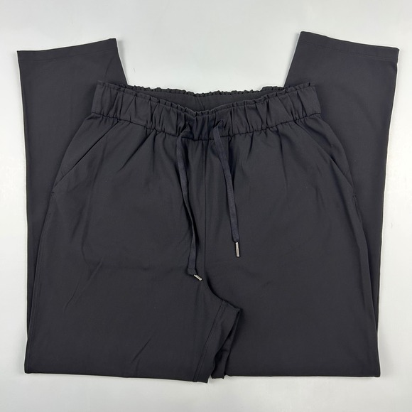 lululemon athletica Pants - Lululemon Stretch High-Rise Pant Black Straight Leg Drawstring Trousers 7/8 Sz 8